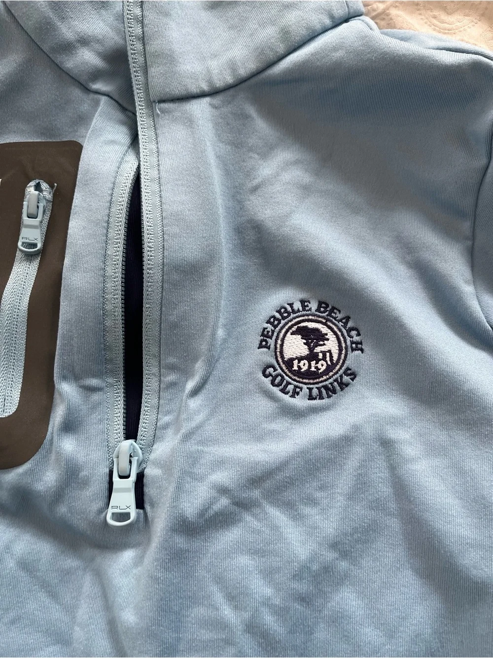 Ralph Lauren Blue kid’s pebble beach golf links Quarter-Zip Performance sweater